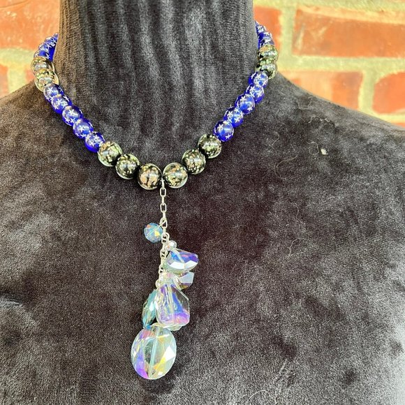 Crystal Necklace With Glow in the Dark Beads - Picture 1 of 5